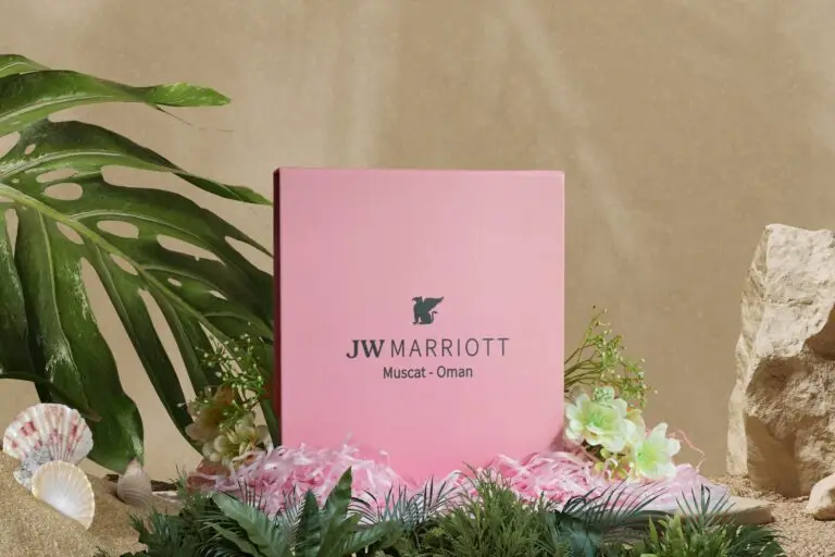 custom magnetic closure rigid box packaging for JW Marriott muscat oman