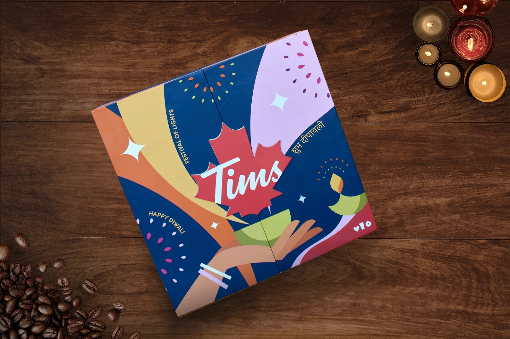 custom door open magnetic panel rigid box for Tim Hortons UAE